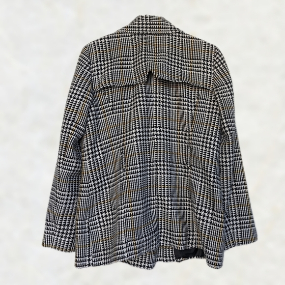 Alyx Houndstooth Check Short Pea Coat in Black, Yellow, White (Alyx 12 = US M) - Picture 4 of 9